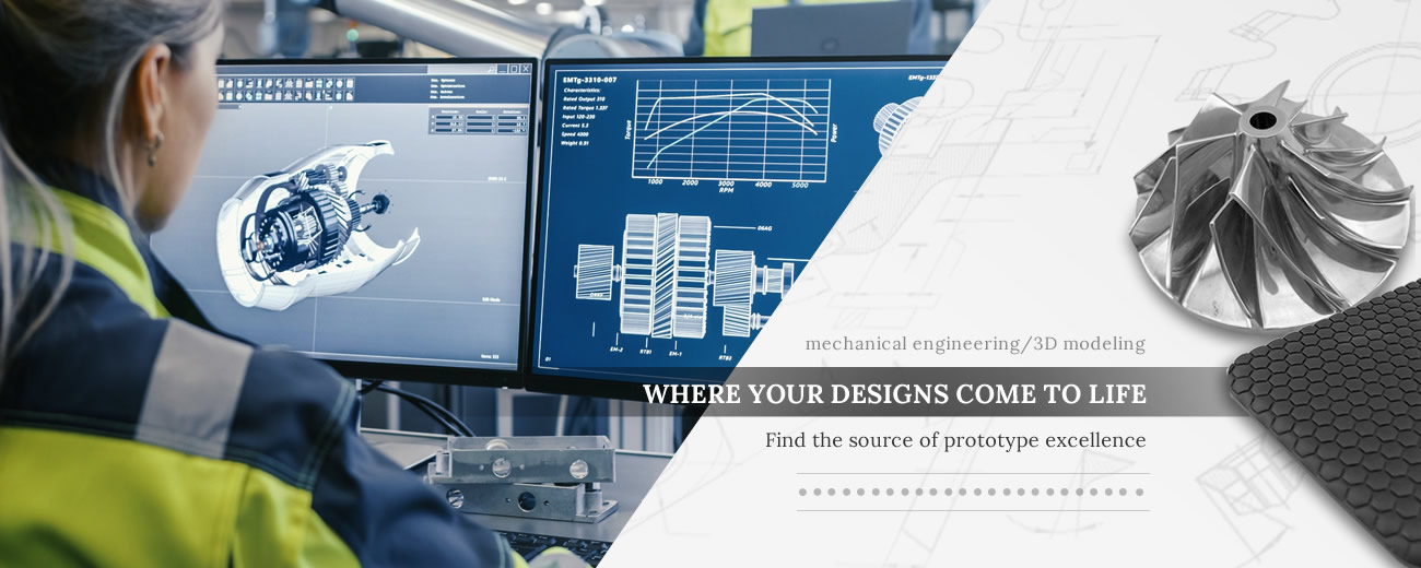 Mechanical engineer using CAD software for 3D modeling to design a CNC machined impeller prototype.