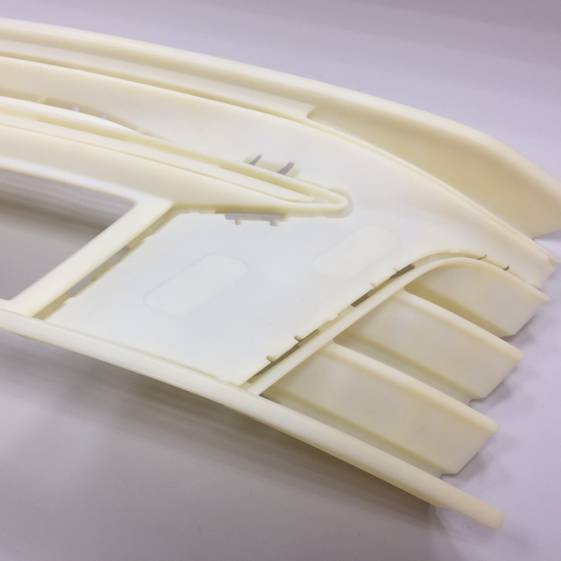 automotive headlight housing prototype, CNC machined from ABS material 